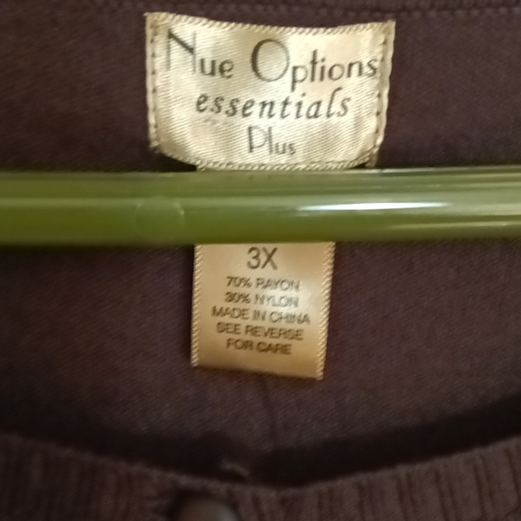 FINAL PRICE NWT Nue Options brown buttoned down cardigan sweater Sz 3X - Picture 2 of 4